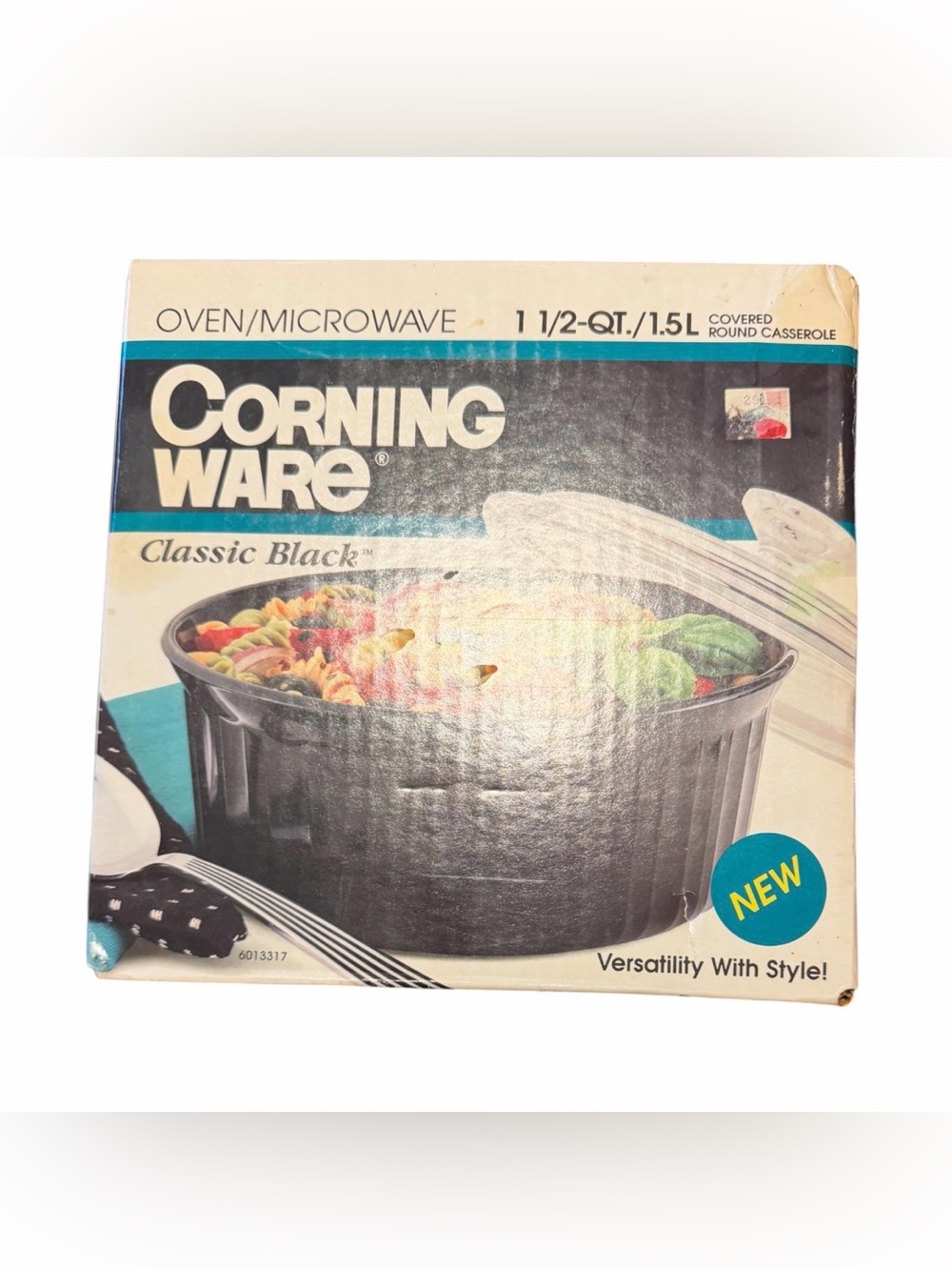 Vintage Corning Ware Classic Black 1 1/2 Qt / 1.5L Covered Round Casserole Dish